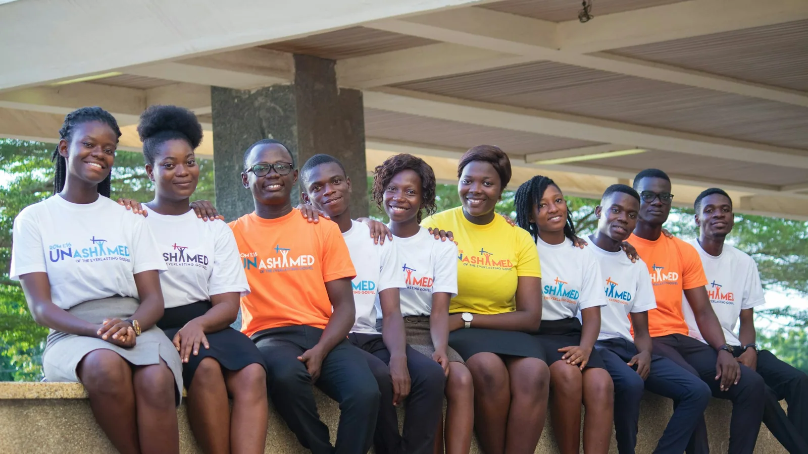 Brand ambassador team in matching branded shirts before an event deployment